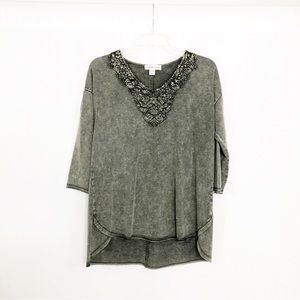 Coldwater Creek Gray Embellished Top